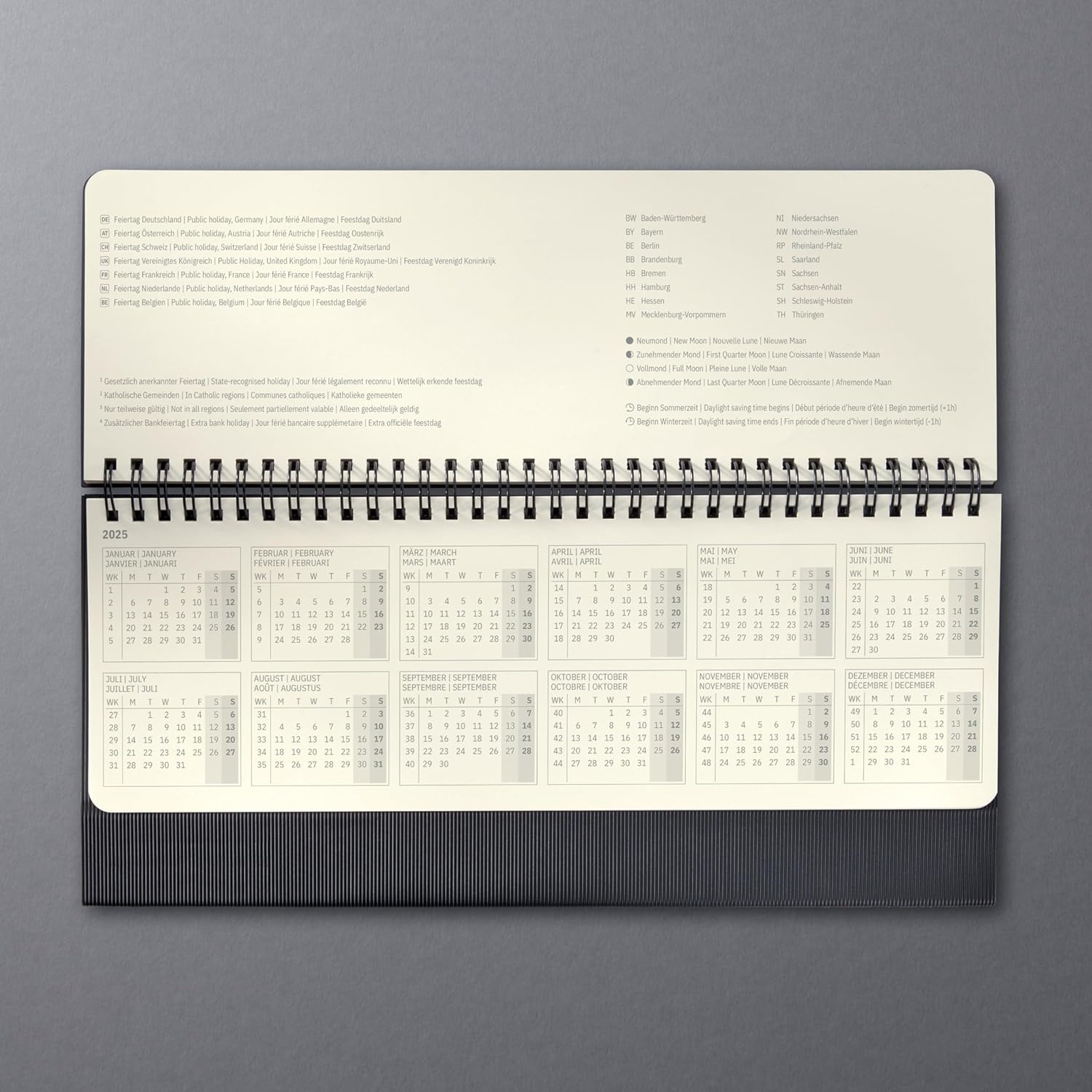 SIGEL C2580 Conceptum Desktop planner 2025, large, black, hardcover, 2 pages = The week at The bottom and notes at The top, 132 pages