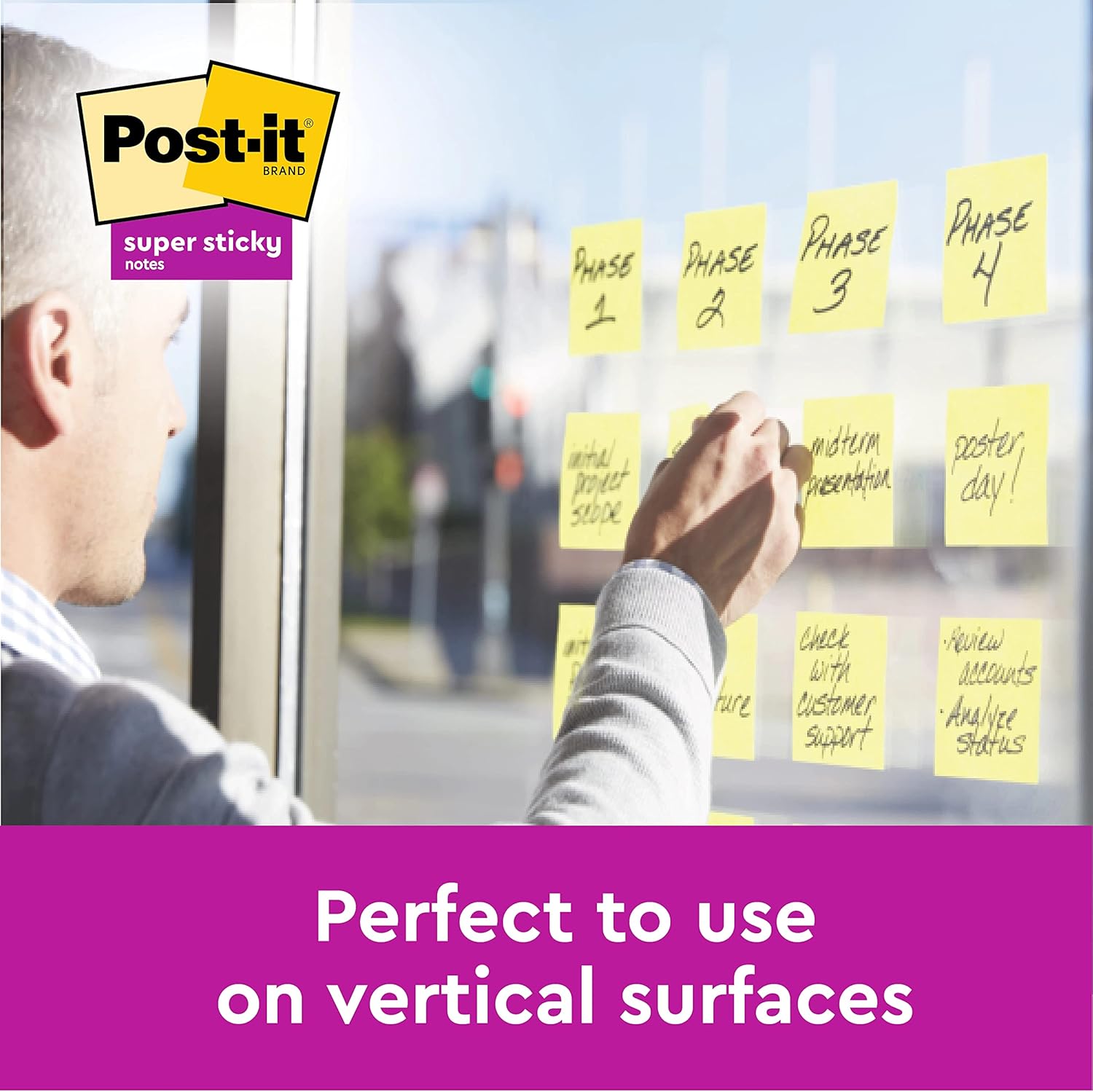 Post-it Super Sticky Notes Canary Yellow, Value Pack of 12 + 12 FREE Pads, 90 Sheets per Pad, 76 mm x 76 mm, Yellow Color - Extra Sticky Notes For Note Taking, To Do Lists & Reminders