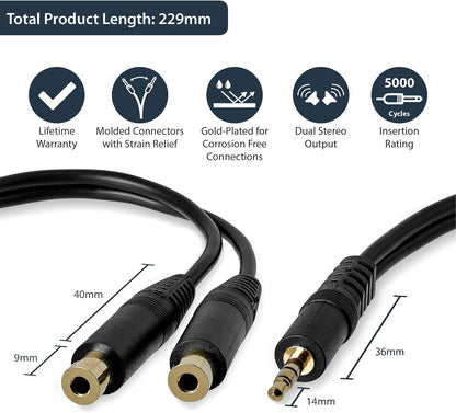 Startech.com - StarTech.com 6in Splitter Cable 3.5mm