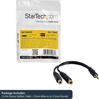 Startech.com - StarTech.com 6in Splitter Cable 3.5mm