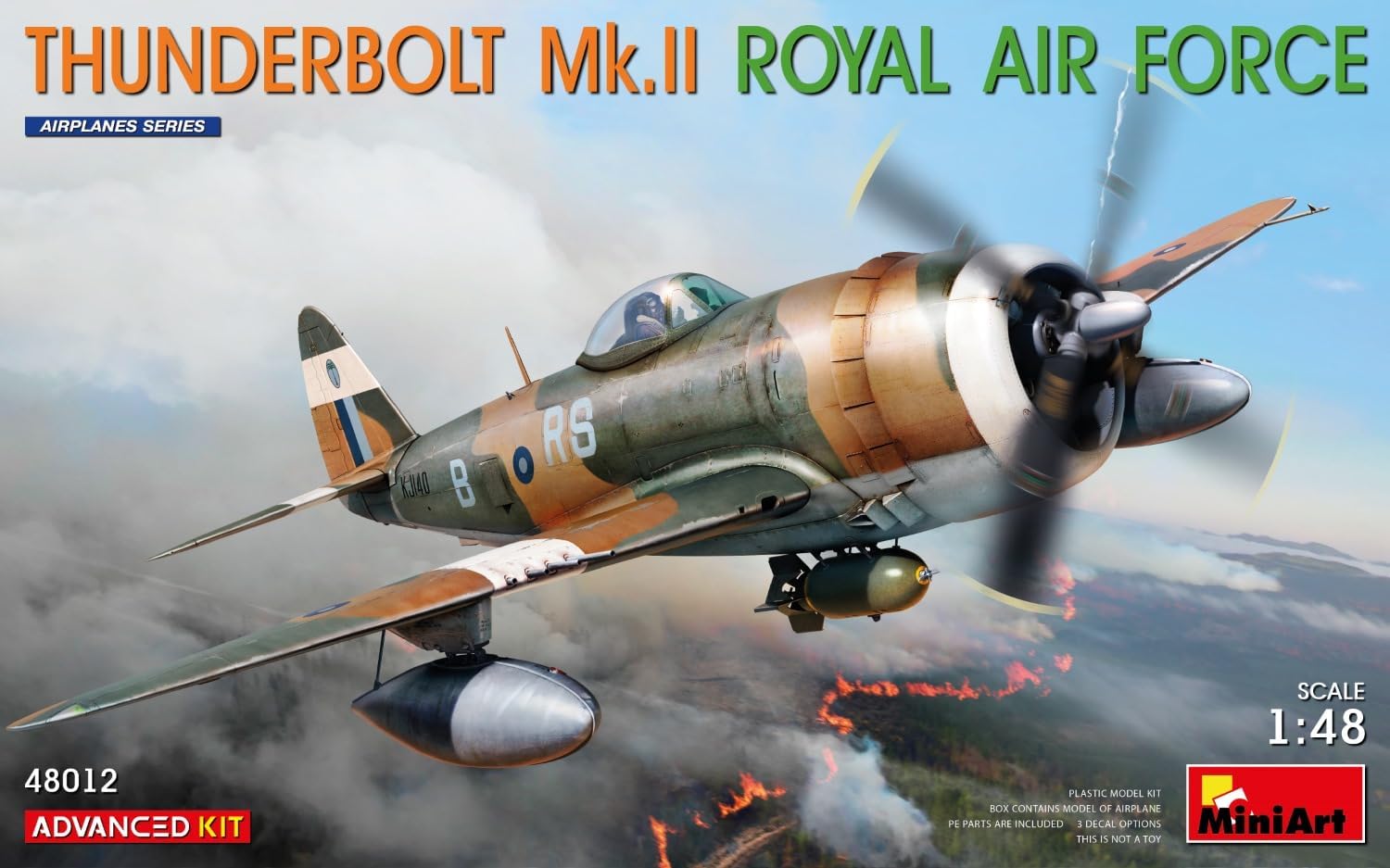 MiniArt 48012 1:48 Thunderbolt Mk. II ADV. Kit – riproduzione fedele all'originale, modellismo, kit di costruzione in plastica, fai da te, hobby, incollaggio, modellismo, assemblaggio, non verniciato