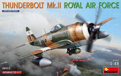 MiniArt 48012 1:48 Thunderbolt Mk. II ADV. Kit – riproduzione fedele all'originale, modellismo, kit di costruzione in plastica, fai da te, hobby, incollaggio, modellismo, assemblaggio, non verniciato