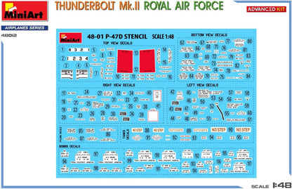 MiniArt 48012 1:48 Thunderbolt Mk. II ADV. Kit – riproduzione fedele all'originale, modellismo, kit di costruzione in plastica, fai da te, hobby, incollaggio, modellismo, assemblaggio, non verniciato