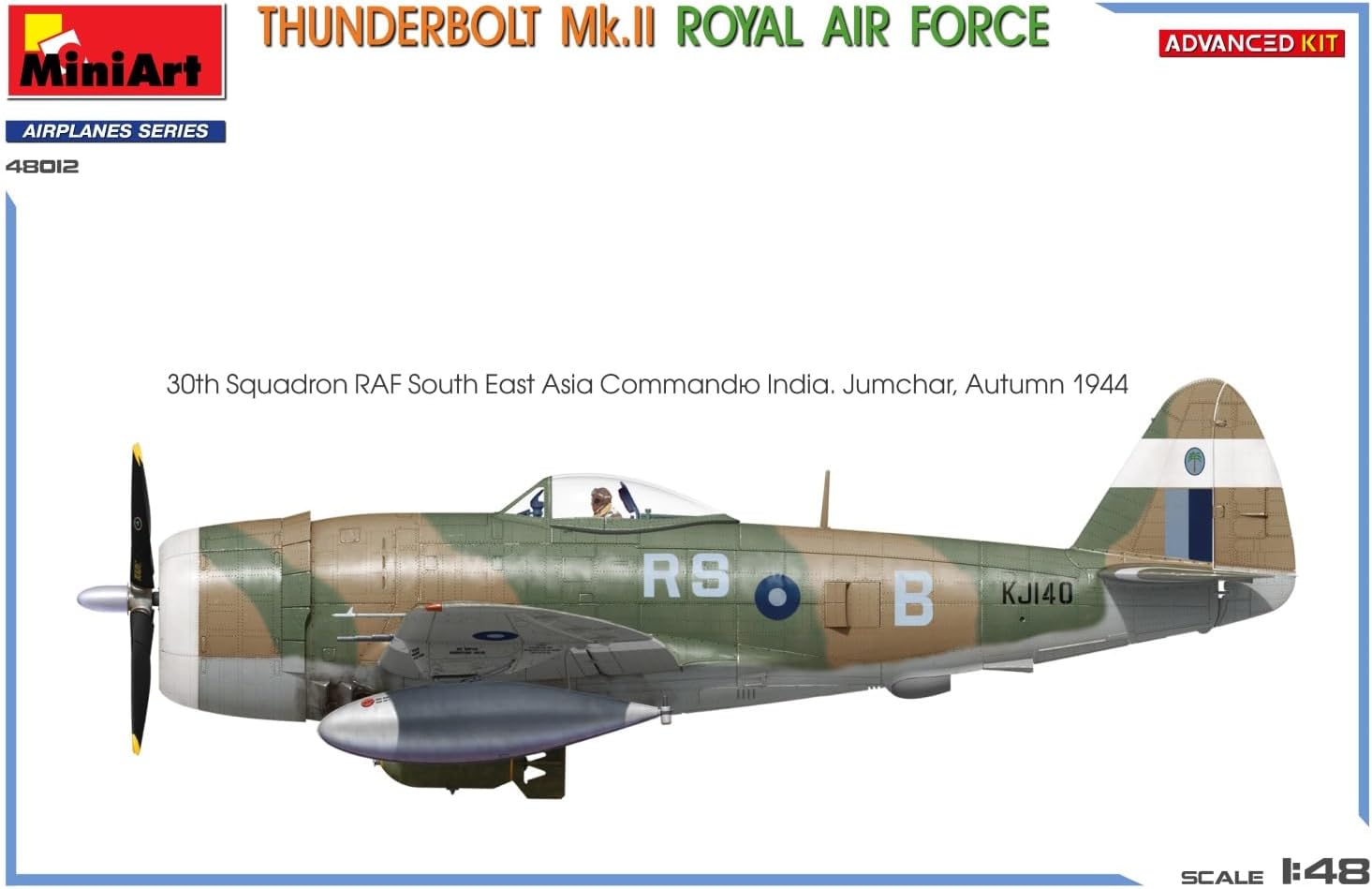 MiniArt 48012 1:48 Thunderbolt Mk. II ADV. Kit – riproduzione fedele all'originale, modellismo, kit di costruzione in plastica, fai da te, hobby, incollaggio, modellismo, assemblaggio, non verniciato