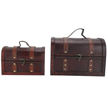 Belissy Vintage Storage Cases Boxes Wooden Storage Boxes, 2Pcs Wooden Storage Box Classical Vintage Photography Props Jewelry Treasure Case