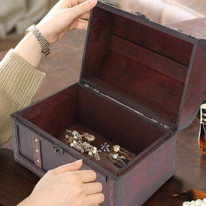 Belissy Vintage Storage Cases Boxes Wooden Storage Boxes, 2Pcs Wooden Storage Box Classical Vintage Photography Props Jewelry Treasure Case