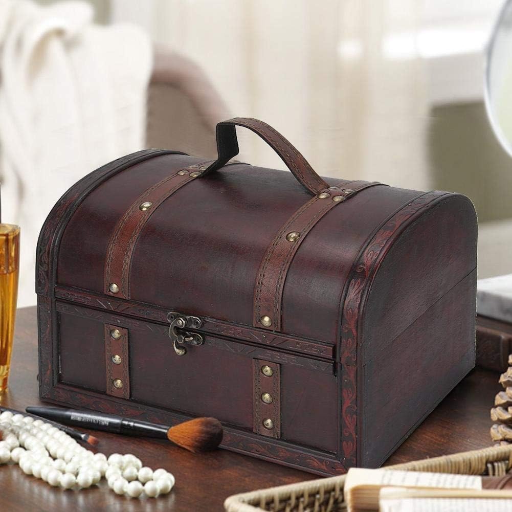 Belissy Vintage Storage Cases Boxes Wooden Storage Boxes, 2Pcs Wooden Storage Box Classical Vintage Photography Props Jewelry Treasure Case