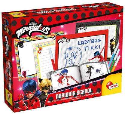 Lisciani - MIRACULOUS - Lady Bug Zeichenkit - Kreative Bastelsets für Kinder ab 5 Jahren - 4 Abwischbare Tafeln + 4 Marker + Zeichenbuch zum Zeichnenlernen - Hergestellt in Italien