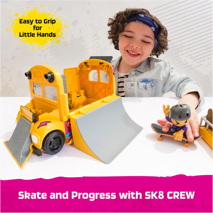 Tech Deck Sk8 Crew 2-in-1 Transforming Ultra Sk8 Bus & Storage with Fingerboard & Figure, Collectible Mini Skateboards, Kids’ Toys for Ages 5 and up