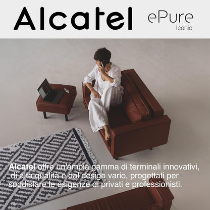 ALCATEL ePure Iconic - Telefono fisso cordless DECT - Design vintage - Grande display grafico ad alta leggibilità - Vivavoce - Funzione blocco chiamate - Nero