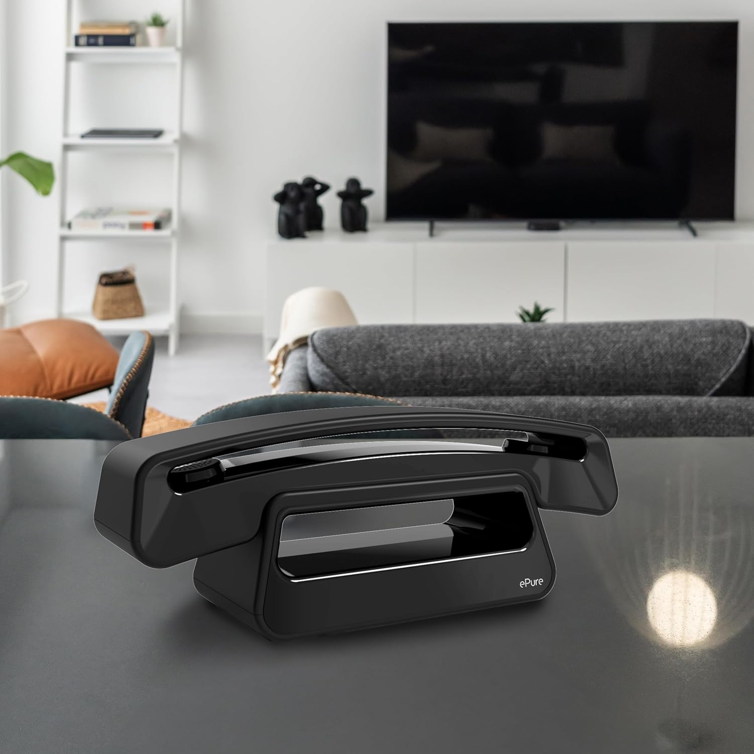 ALCATEL ePure Iconic - Telefono fisso cordless DECT - Design vintage - Grande display grafico ad alta leggibilità - Vivavoce - Funzione blocco chiamate - Nero