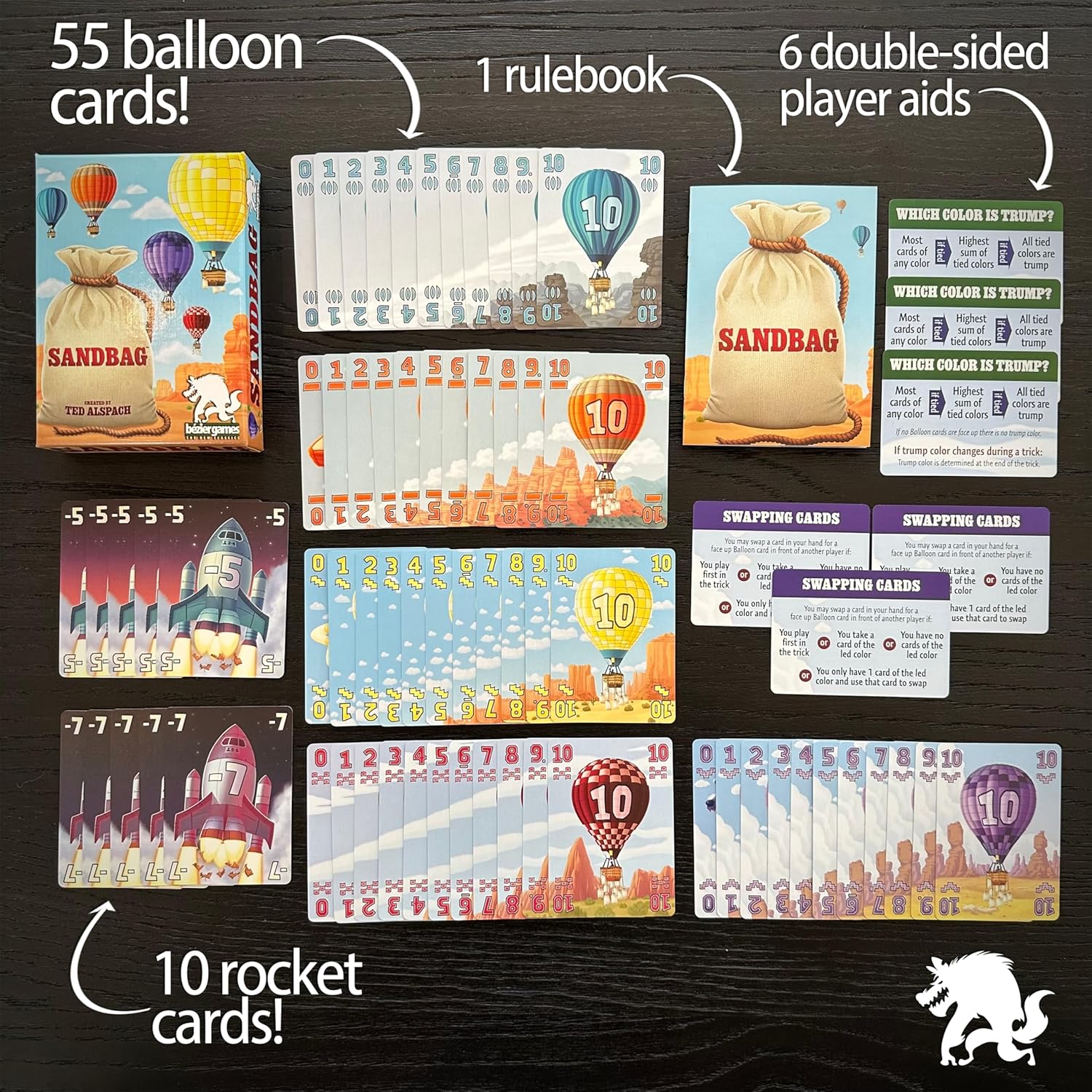 Sandbag - from The Creators of Cat in The Box Deluxe Edition Bézier Games - Trick Taking Card Game - 30 min play time - Strategy Card Game for 3 to 6 Players - Fast-Paced Gameplay