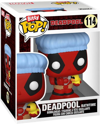 Funko Bitty Pop! Deadpool (Bathtime), Bitty Pop! Deadpool (Flamenco), Bitty Pop! Deadpool (Supper Hero), and a mystery Bitty Pop! figure - 0.9 Inch (2.2 Cm) Collectable - Gift Idea