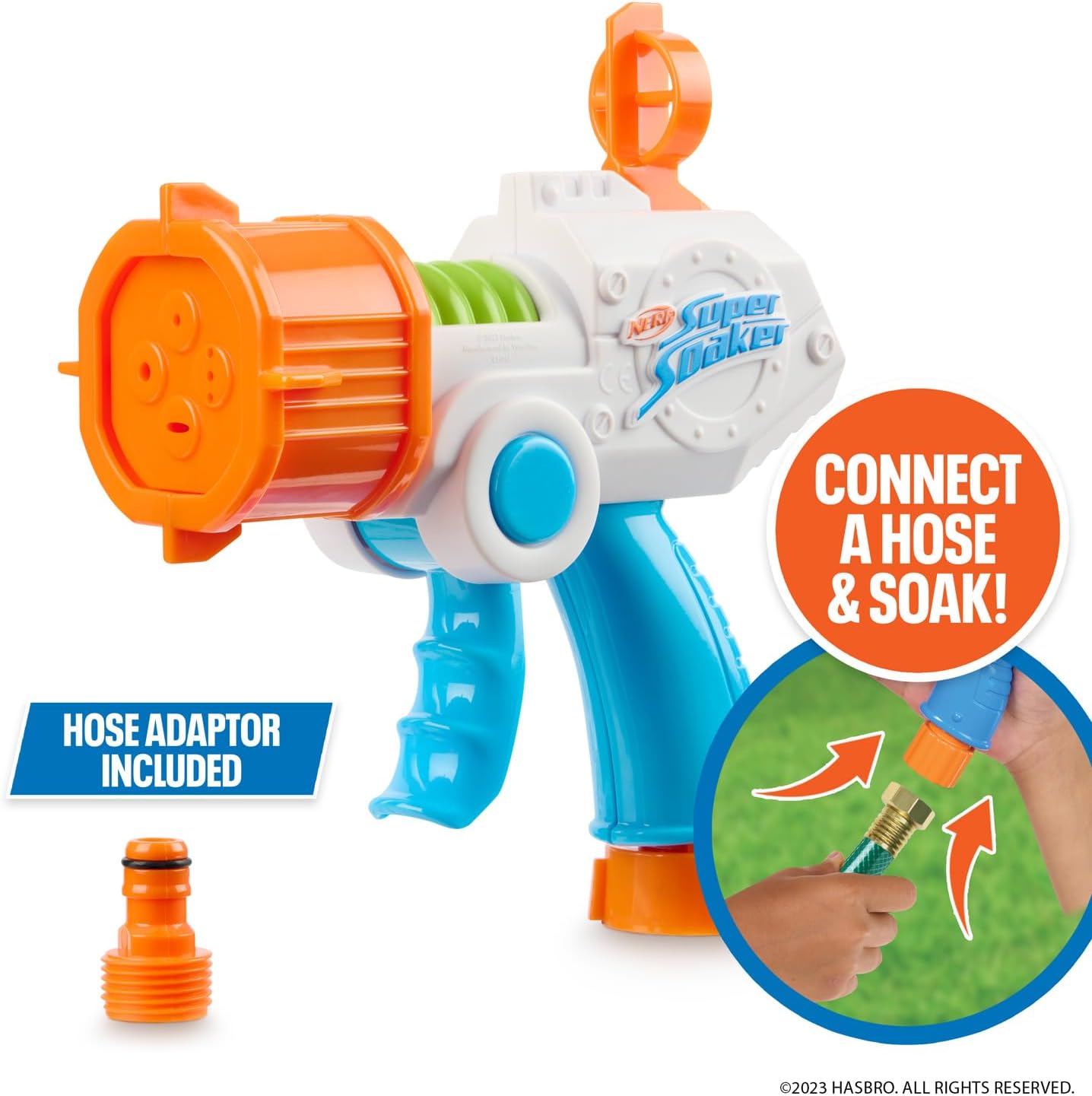 NERF Super Soaker Quadblast Blaster - Gartenschlauchbetriebene Einweichmaschine für epische Hinterhofschlachten
