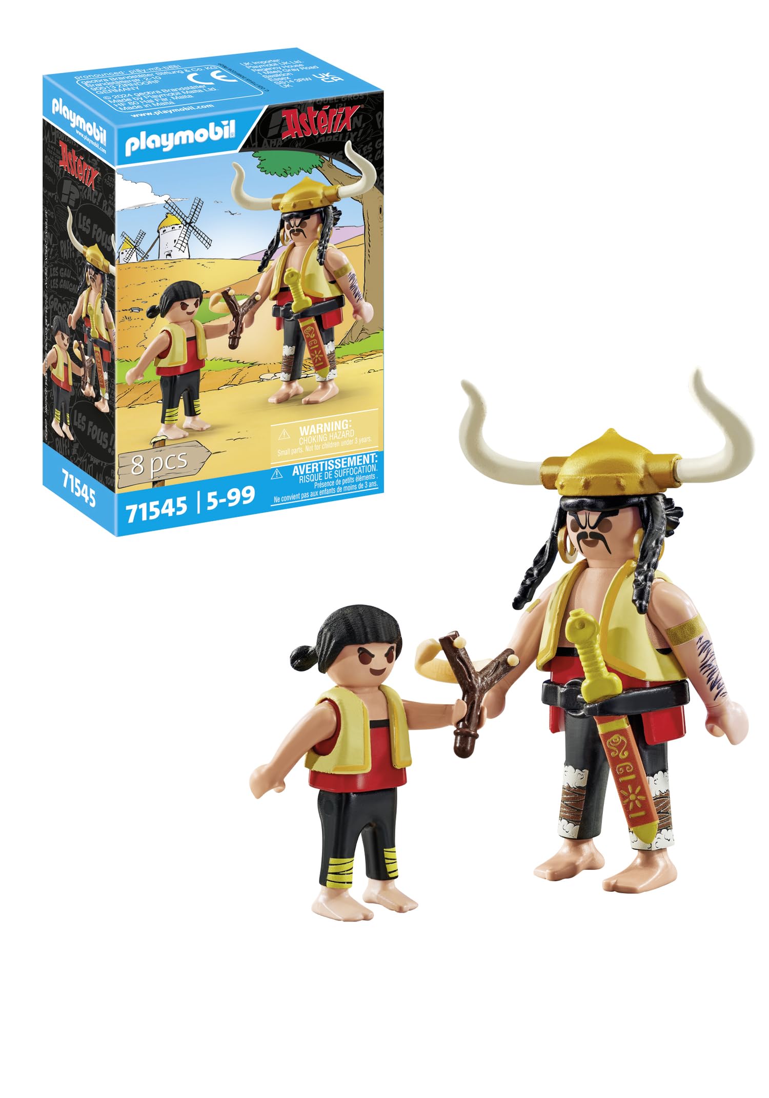 Playmobil 71545 Asterix: Huevos y Bacon and Pepe, brave duo from the Asterix universe, including sword and slingshot, imaginative play sets suitable for children ages 5+