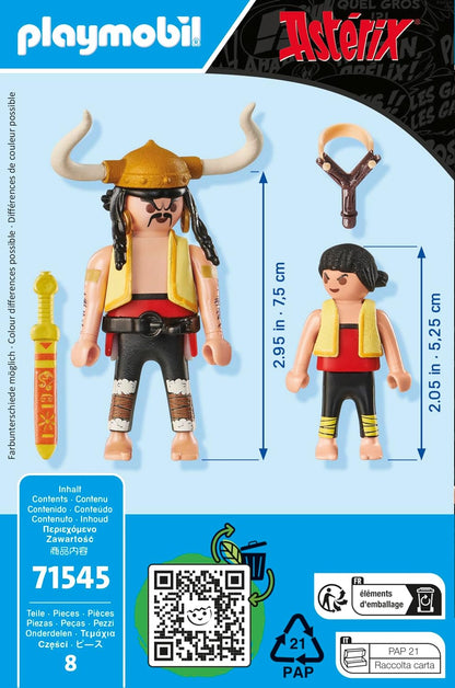 Playmobil 71545 Asterix: Huevos y Bacon and Pepe, brave duo from the Asterix universe, including sword and slingshot, imaginative play sets suitable for children ages 5+