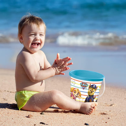 Mondo Paw Patrol 28243 Bucket Set Can 17 cm Diameter with Jug for Water-Beach Toy (6 Pieces) for Children, Yellow and Red, ø17 cm