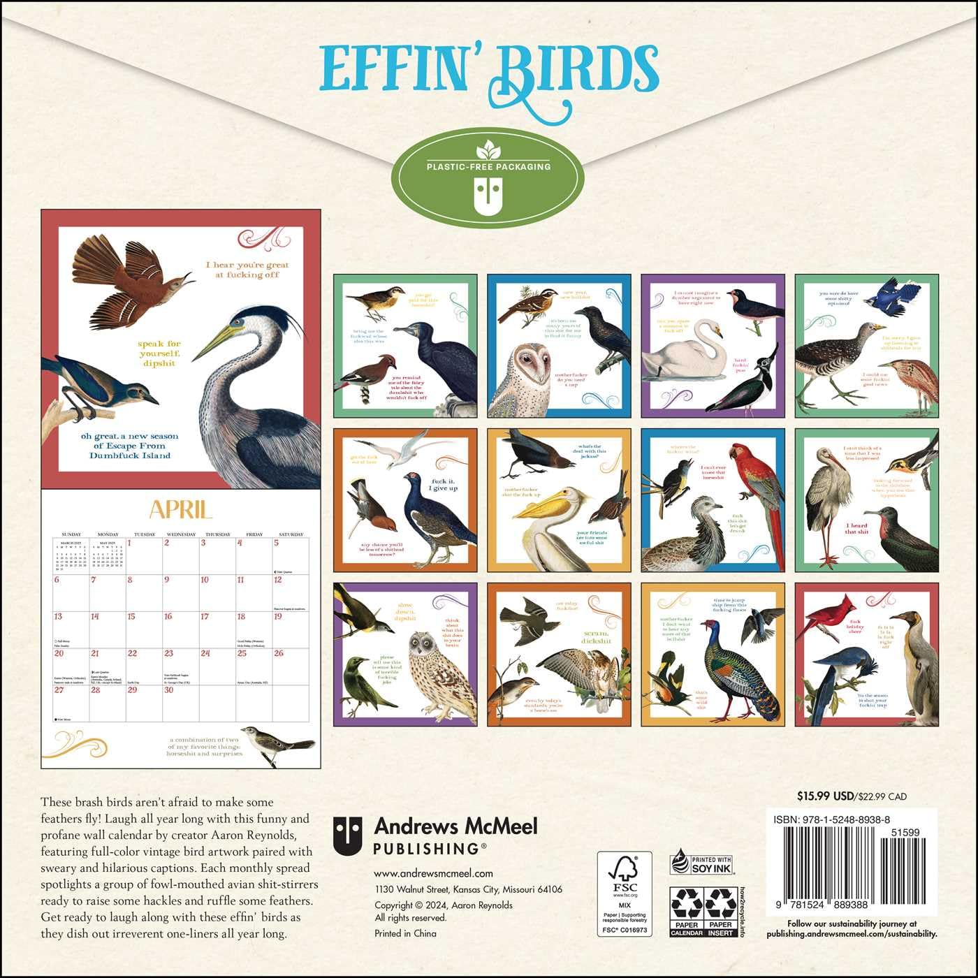 Effin' Birds 2025 Wall Calendar