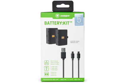 snakebyte Battery Kit - 2 Batterys 800mAh Each - black - compatible with all XBOX One Controllers and with snakebyte Twin Charge X Charging Station 2 Replacement Batterys - Black Xbox one