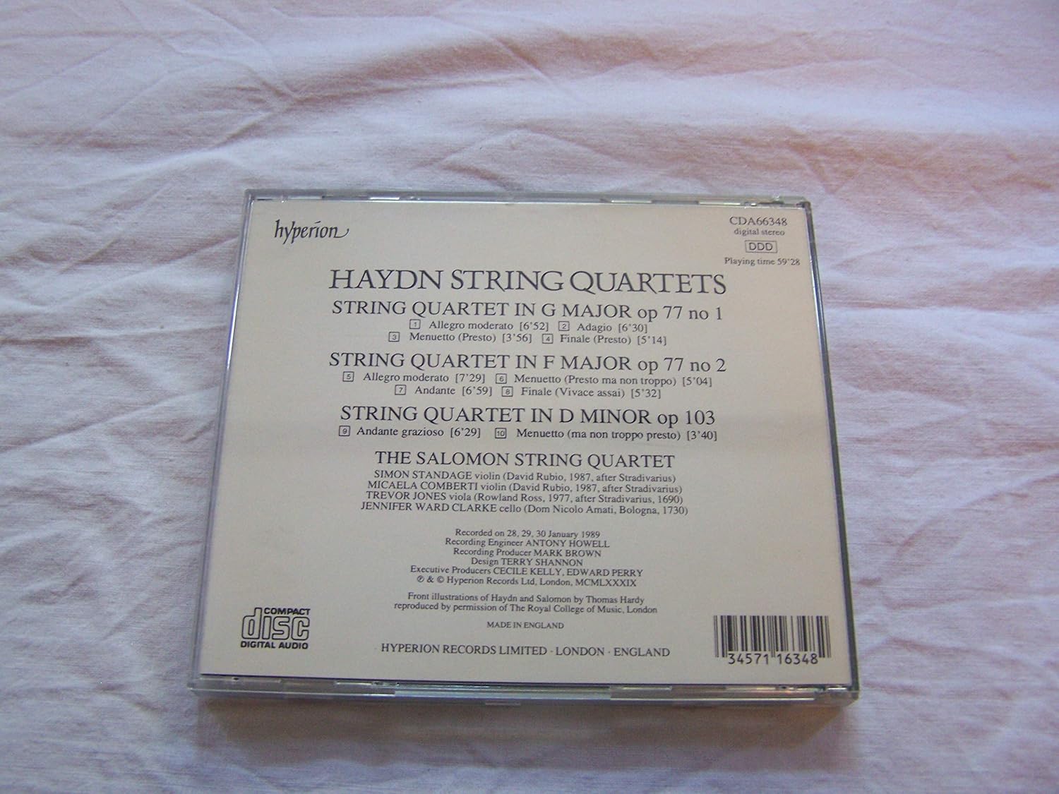 Haydn: String Quartets: Op. 77, No. 1 in G/Op. 77, No. 2 in F/Op. 103 in D Minor