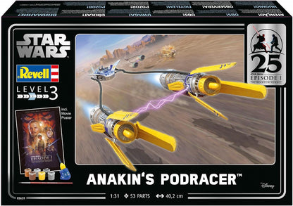 Revell Gift Set 05639 Anakin's Podracer: Star Wars EP1 25th Anniversary 1:31 Scale Unbuilt Plastic Model Kit with Accessories