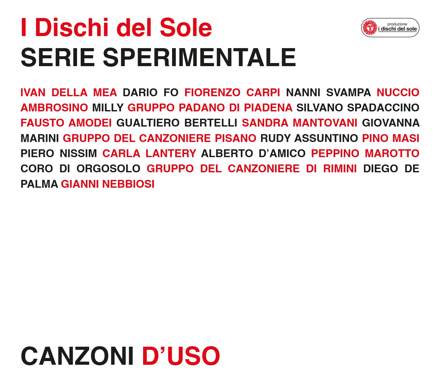 I Dischi Del Sole Serie Sperimentale: (Canzoni D'uso) (Box