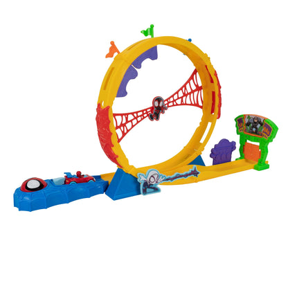 MARVEL Spidey and His Amazing Friends - Amazing Metals Super Loop Track Set - 28-Inch Race Track with Launcher, 360 Degree Super Loop, and Exclusive Amazing Metals Vehicle
