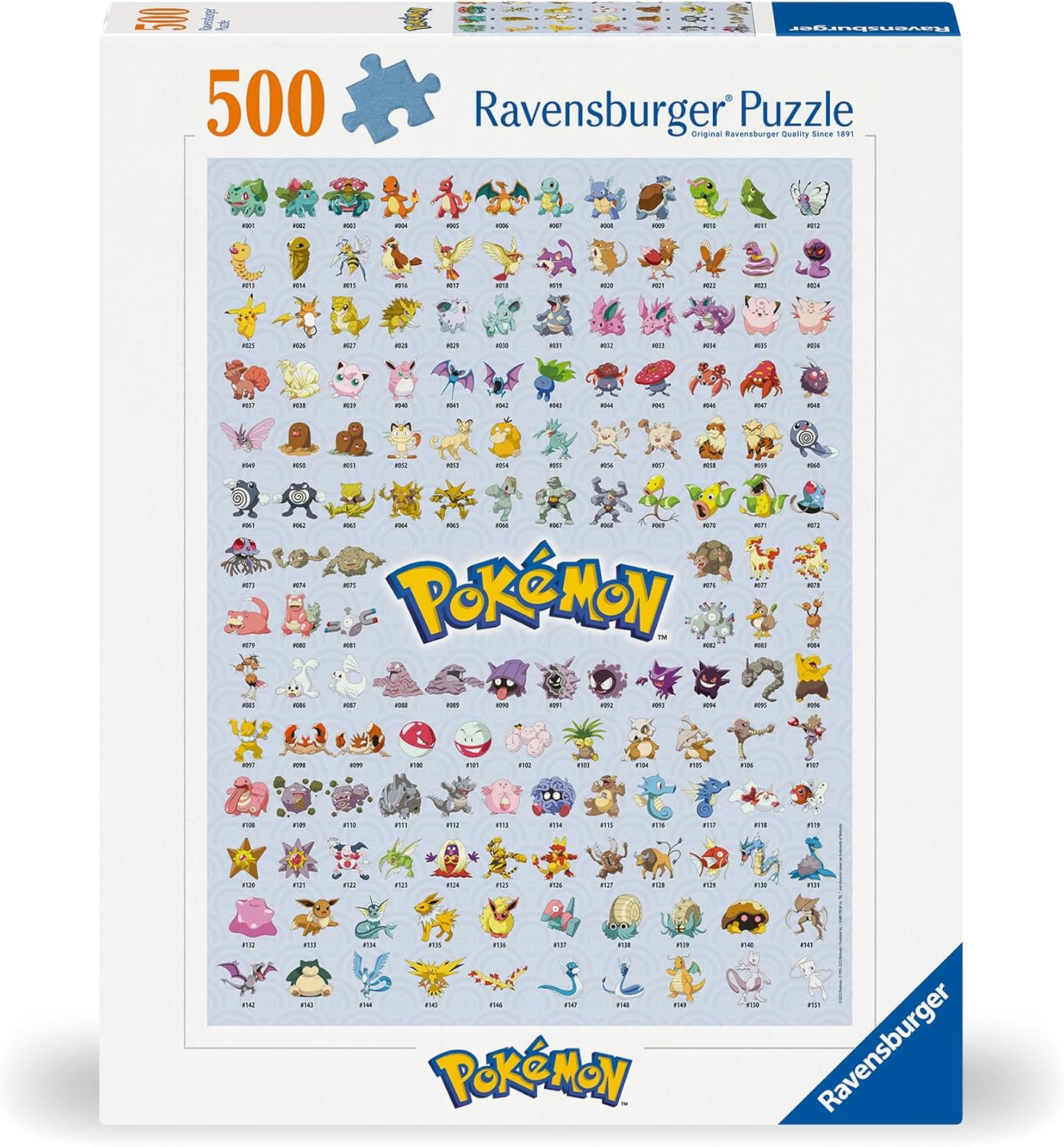 Ravensburger Puzzle 12000511 - Die ersten 151 Pokémon - 500 Teile Puzzle für Erwachsene und Kinder ab 12 Jahren, Pokémon Puzzle, Pokémon Geschenke