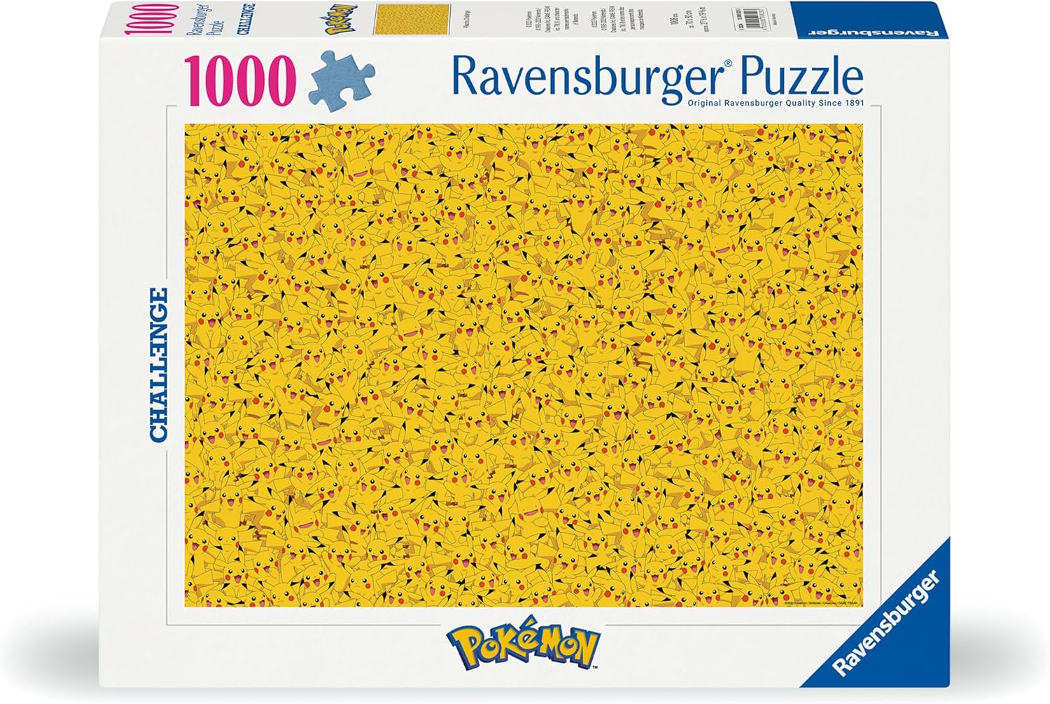 Ravensburger 12000829 - Pikachu Challenge - 1000 pieces jigsaw puzzle – Puzzle for adults and kids age 14 years up, Pokémon Puzzle, gifts for Pokémon fans
