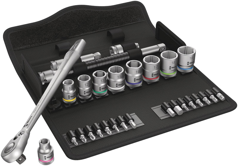 Wera 05004048001 8100 SB 8 Zyklop Metal-Knarrensatz, Umschalthebel, 3/8 Zoll -Antrieb, metrisch, 29-teilig