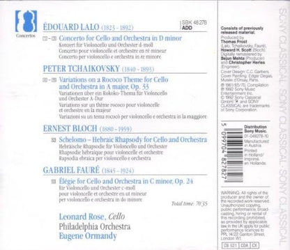 Concerto For Cello And Orchestra In D Minor / Variations On A Rococo Theme For Cello And Orchestra In A Major Op. 33 / S