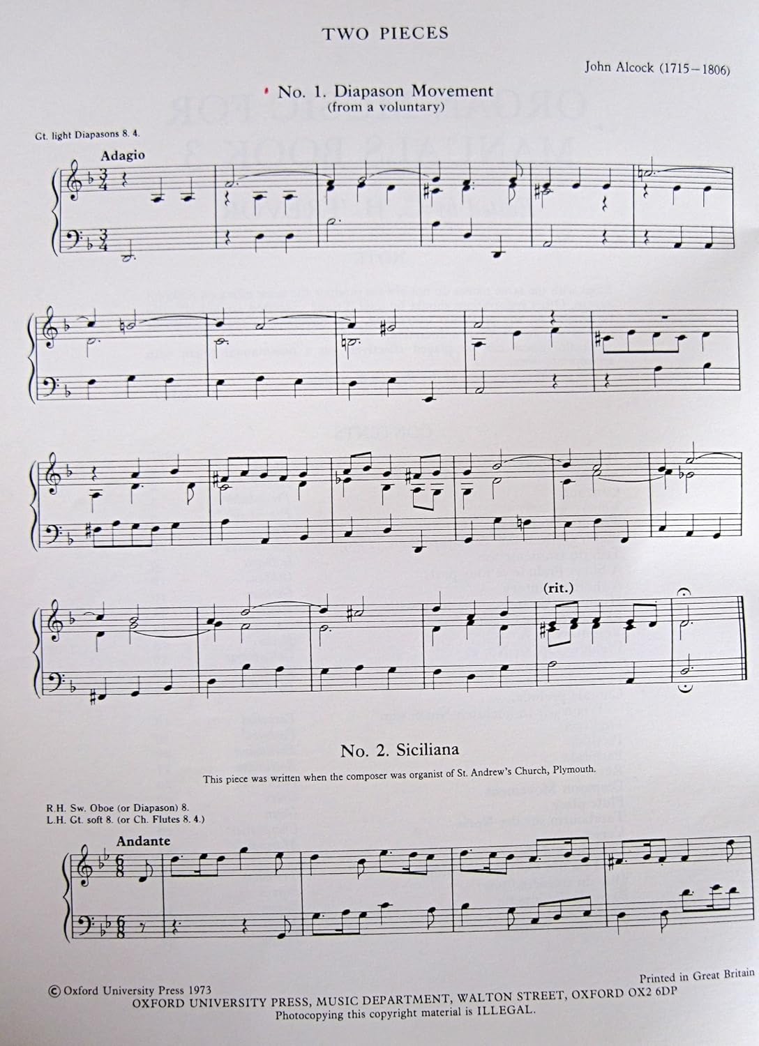 Organ Music for Manuals Book 3 (Music for Organ, 3