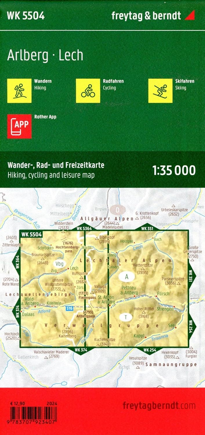 Arlberg Lech Hiking, cycling and Leisure Map: Lech, mit APP, wasserfest und reißfest: 5504 (Wander-Rad-Freizeitkarte