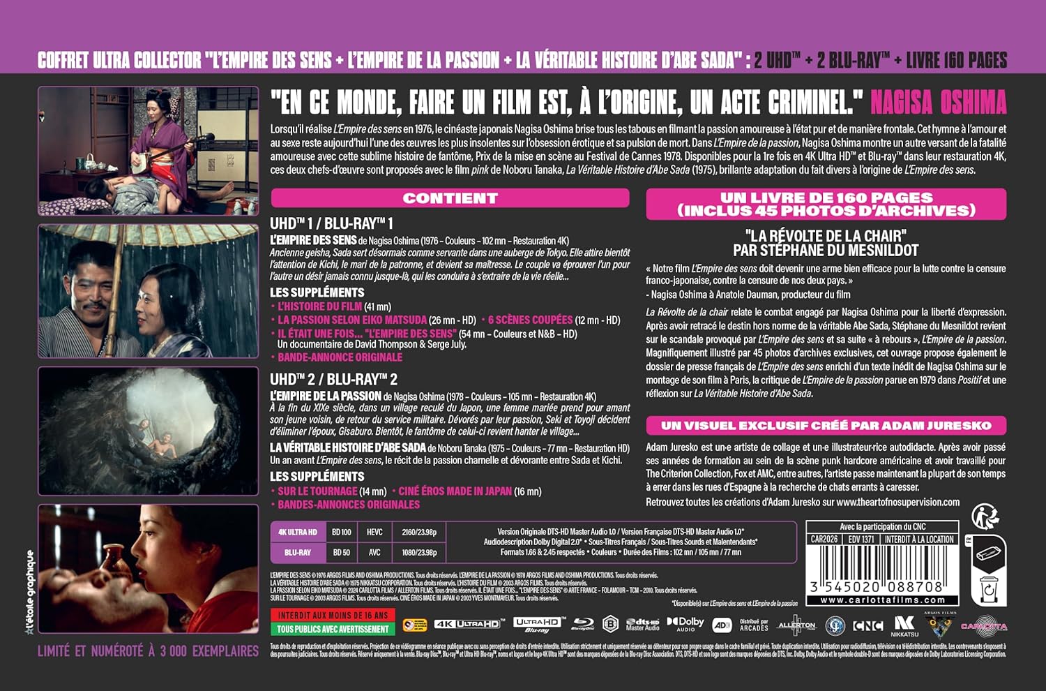 Movie L Empire Des Sens+L Empire De La Passion 4K+Livret