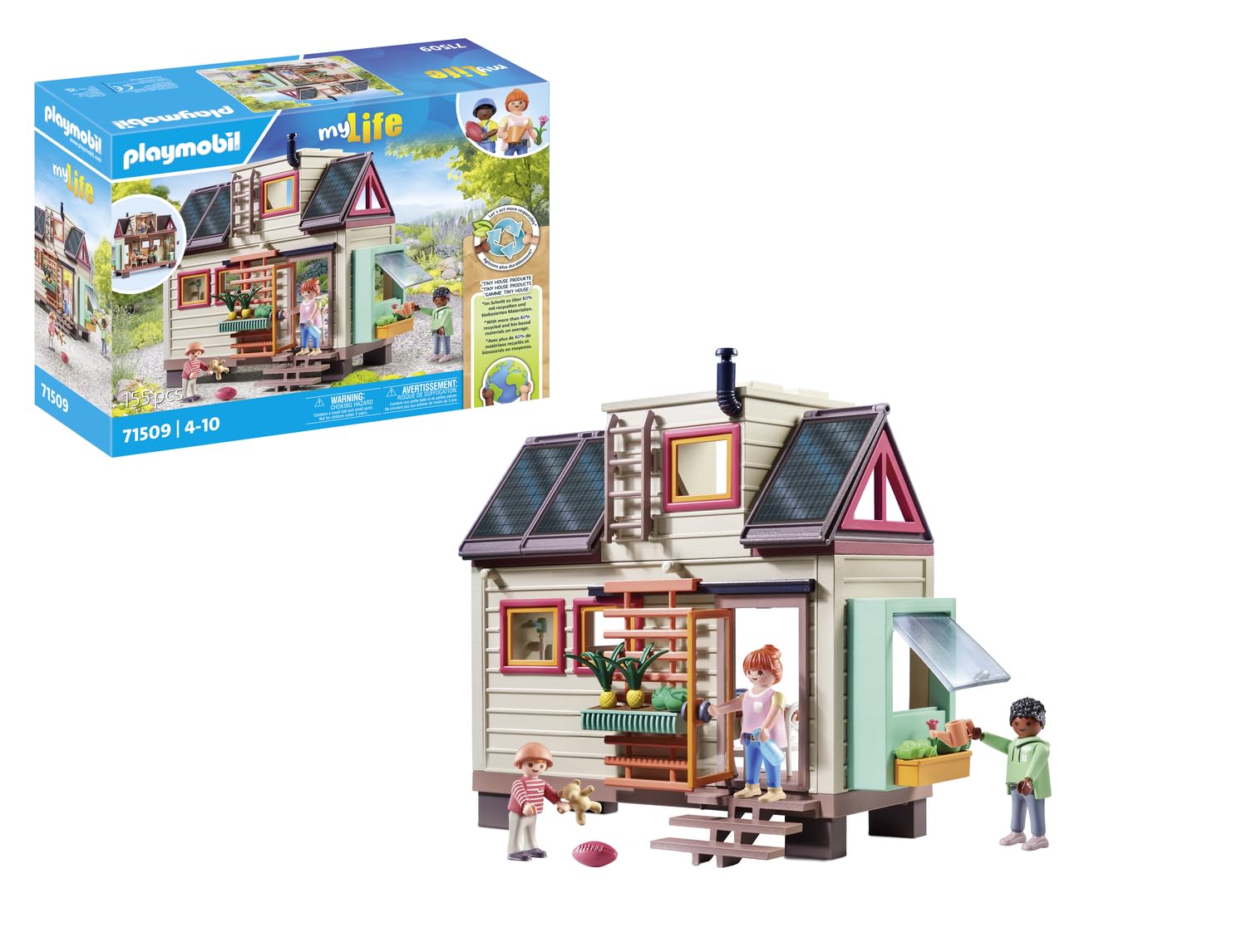 PLAYMOBIL myLife 71509 Tiny Haus, vielfältig eingerichtetes Familienhaus mit detailgetreuem Zubehör, Minihaus mit Garten, nachhaltiges Spielzeug für Kinder ab 4 Jahren Single
