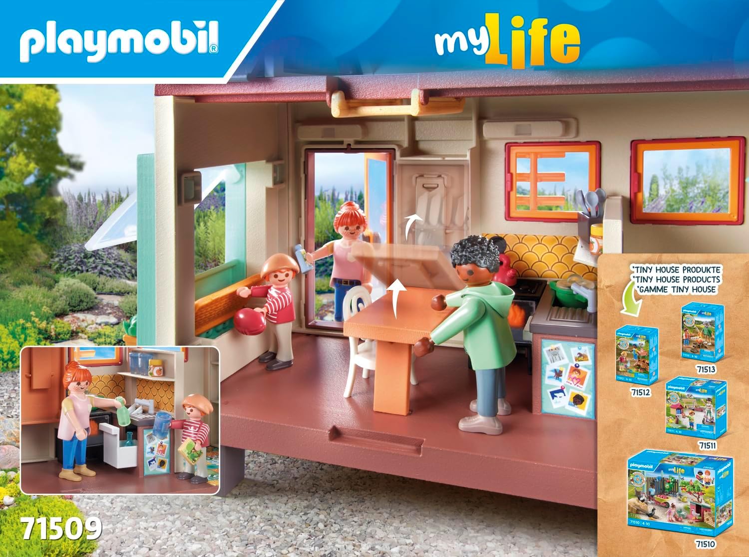 PLAYMOBIL myLife 71509 Tiny Haus, vielfältig eingerichtetes Familienhaus mit detailgetreuem Zubehör, Minihaus mit Garten, nachhaltiges Spielzeug für Kinder ab 4 Jahren Single