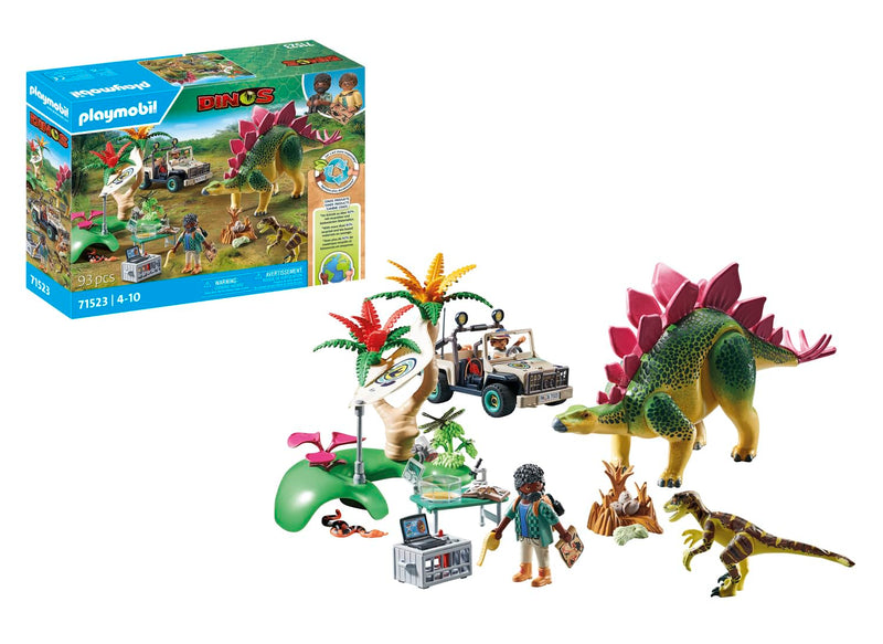 PLAYMOBIL 71523 Dinos: Research Camp with Dinos, thrilling explorer tour with the researchers, including walkie-talkie, microscope, and dino eggs, sustainable play sets suitable for children ages 4+