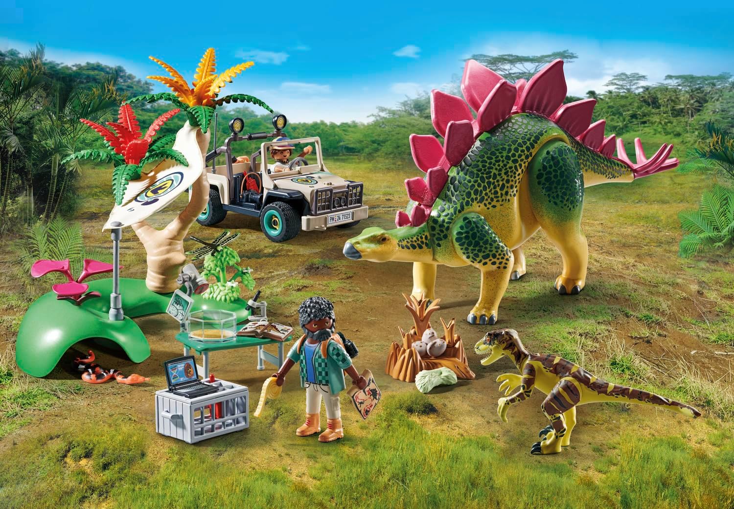 Playmobil Dinos Research Camp with Dinos (71523) – Explorer Base with Walkie‑Talkie, Microscope & Dino Eggs – Sustainable Adventure Playset for Children Aged 4+