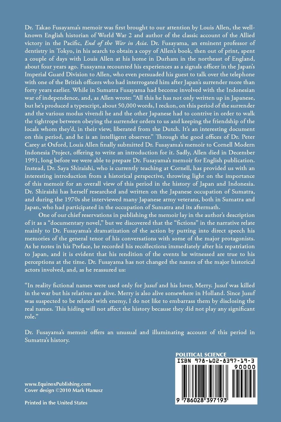 A Japanese Memoir of Sumatra, 1945-1946