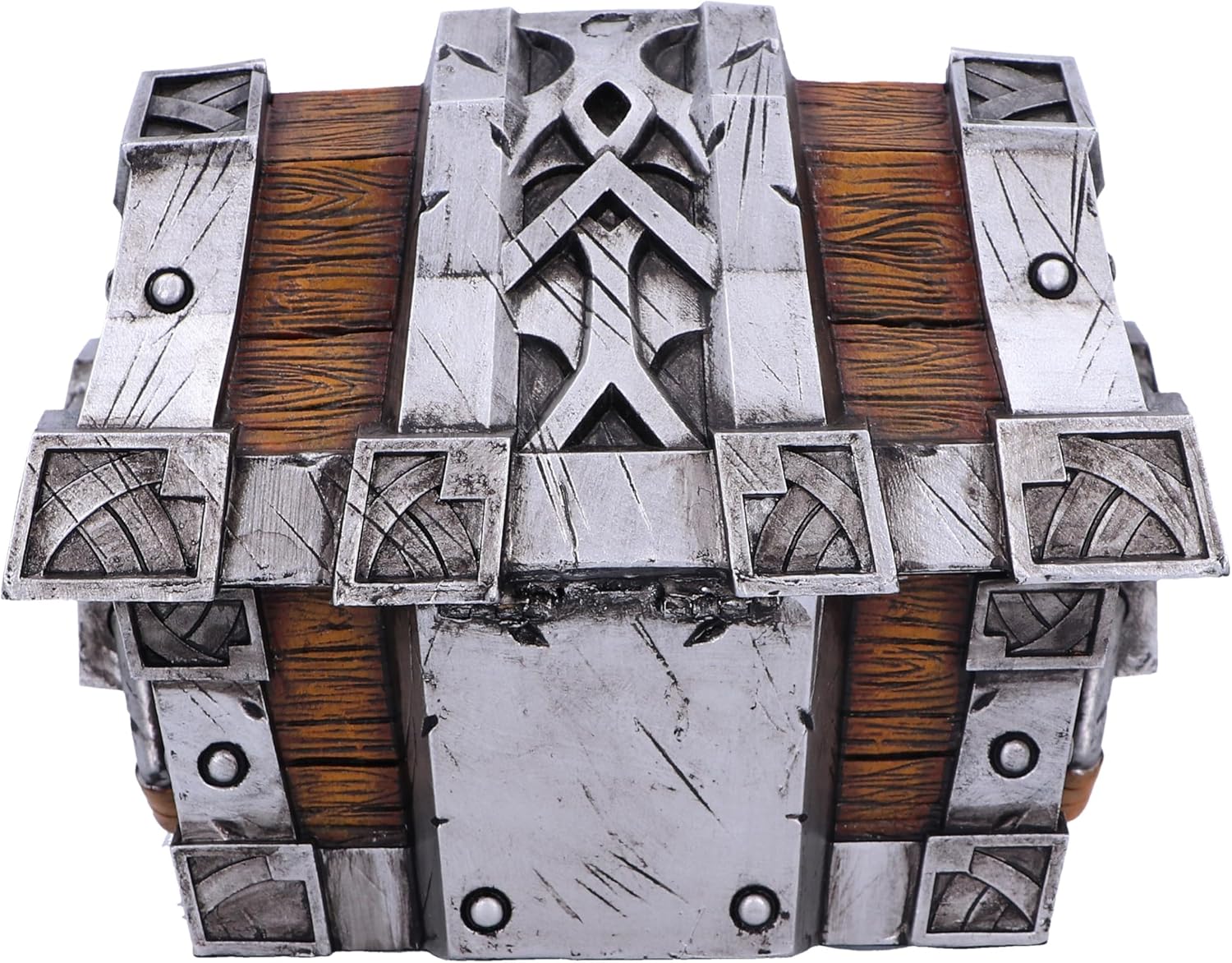 Nemesis Now World of Warcraft Silverbound Treasure Chest Box 10.5cm, Resin, Silver/Brown, Official World of Warcraft Merch, Treasure Chest Box, Gaming Controller Box