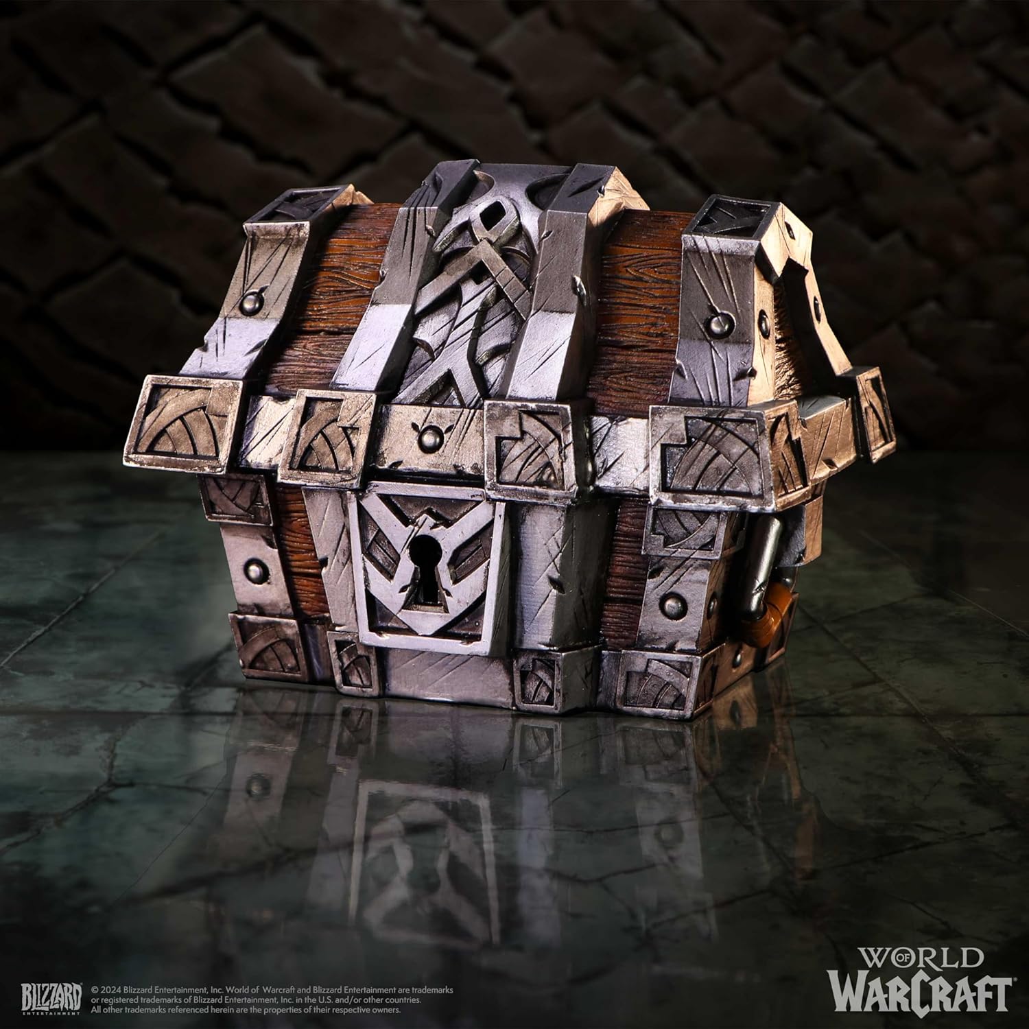 Nemesis Now World of Warcraft Silverbound Treasure Chest Box 10.5cm, Resin, Silver/Brown, Official World of Warcraft Merch, Treasure Chest Box, Gaming Controller Box
