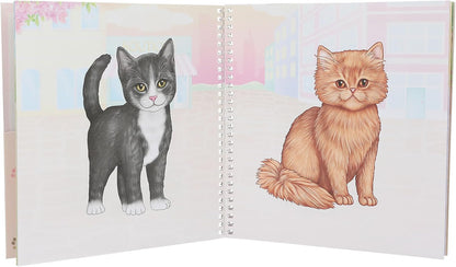 Depesche 12965 TOPModel Kitty - Dress Me Up Sticker Book with 24 Pages of Pre-Printed Cat Designs for Your Own Design, Includes 11 Sticker Sheets