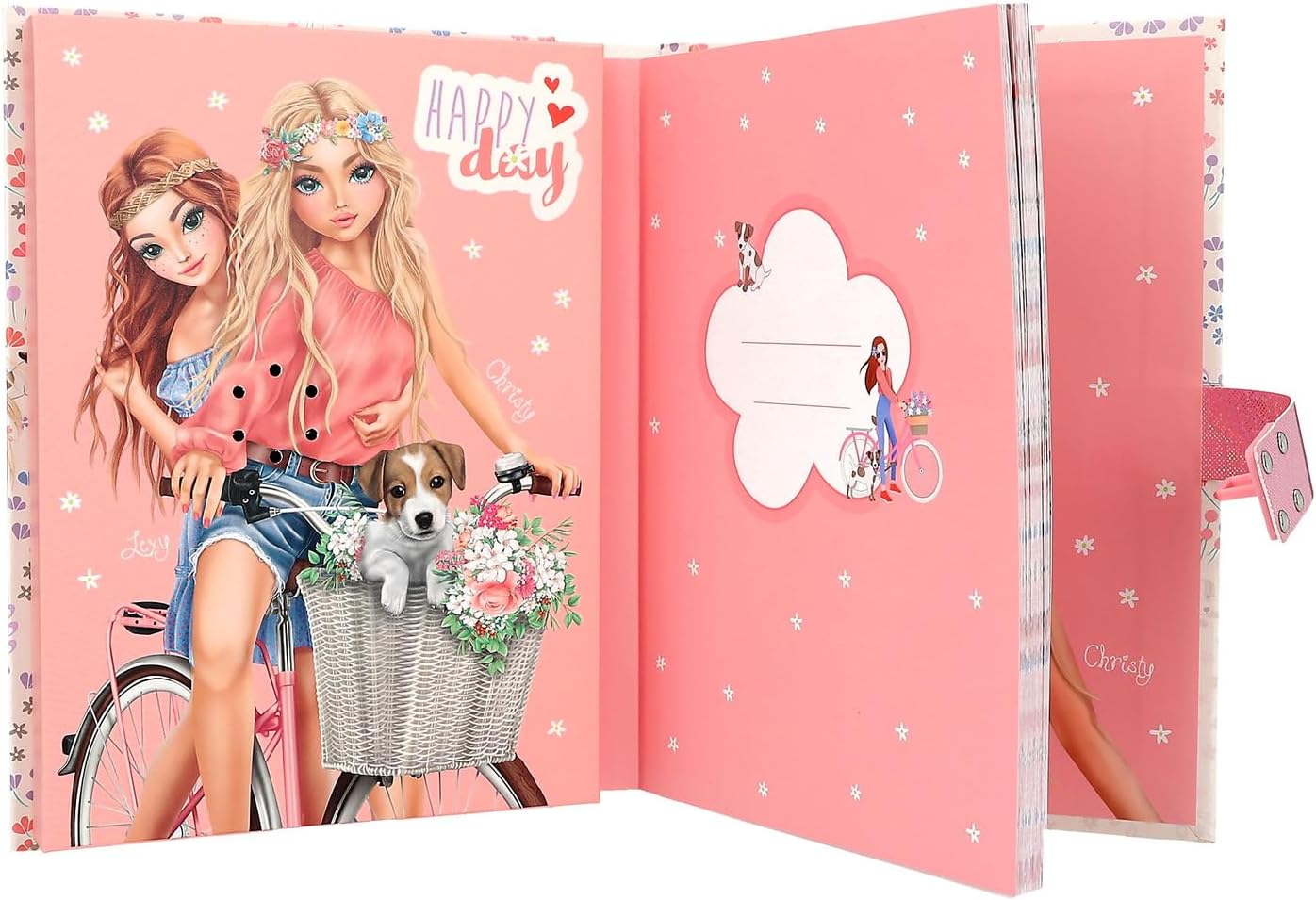 Depesche 12970 TOPModel Velo Fleur-Diary with Numeric Code and Sound, Book with 80 Lined Pages and Illustrated Colour, Multicoloured (0012970)