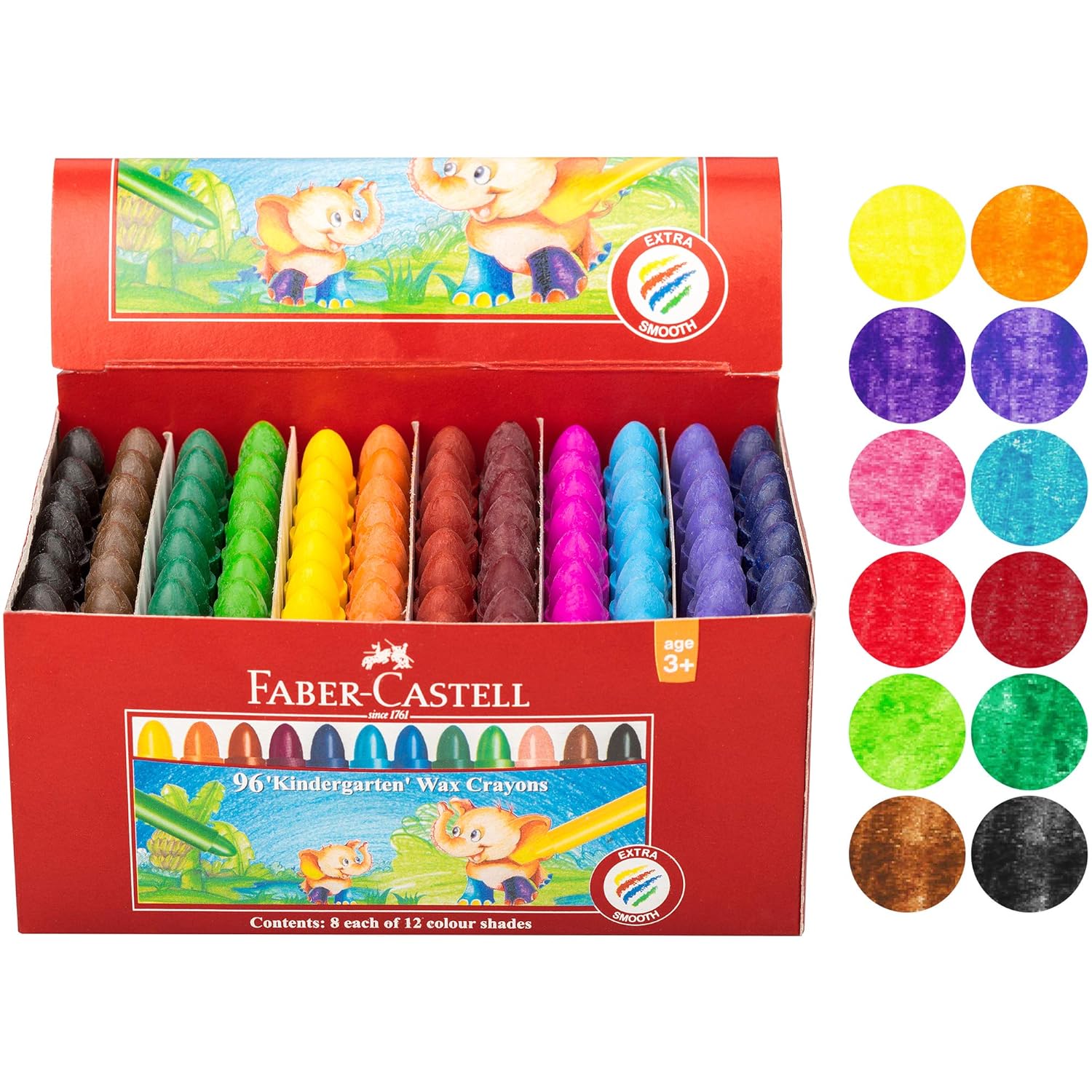 Faber Castell 120044 Faber Chublets kleurpotloden, 12 kont kleuren (Pak van 96)