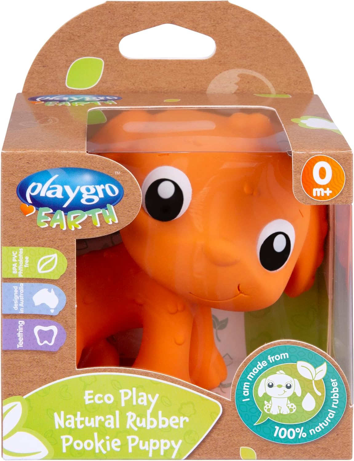 Eco Play Natuurlijke Rubber Pooky Puppy- Oranje