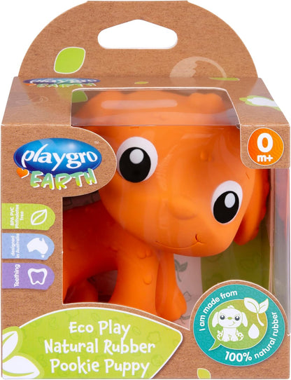Eco Play Natuurlijke Rubber Pooky Puppy- Oranje