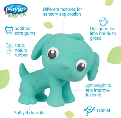 Playgro - Eco Play Natural Rubber Pooky Puppy - Turquoise (10188823)