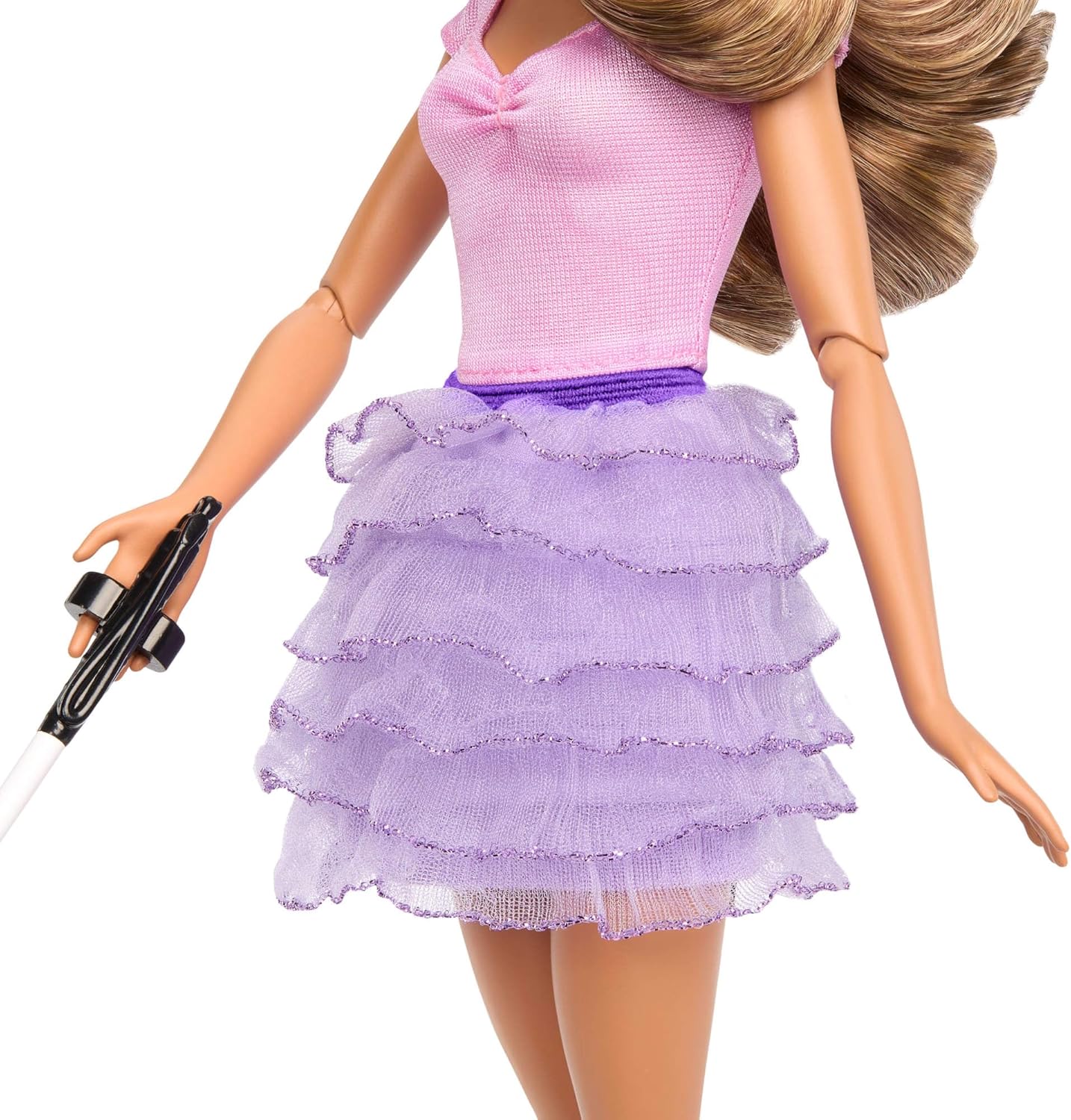 Barbie Fashionistas Doll #228, Blind Doll Wearing Pink Top and Ruffled Skirt with Cane and Sunglasses in Partnership with The American Foundation for The Blind