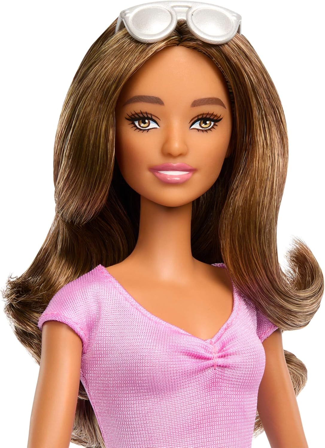 Barbie Fashionistas Doll #228, Blind Doll Wearing Pink Top and Ruffled Skirt with Cane and Sunglasses in Partnership with The American Foundation for The Blind