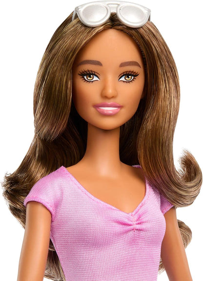 Barbie Fashionistas Doll #228, Blind Doll Wearing Pink Top and Ruffled Skirt with Cane and Sunglasses in Partnership with The American Foundation for The Blind